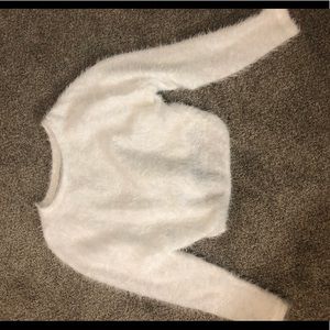 White fuzzy Zara top